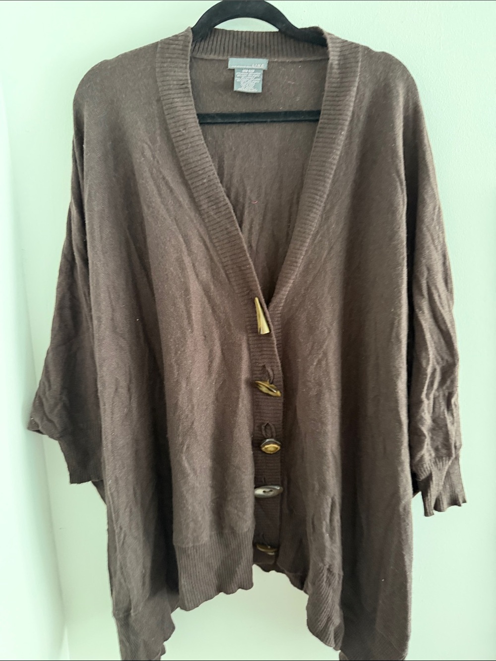 Relaxed Fit Brown Button-Front Cardigan Sweater